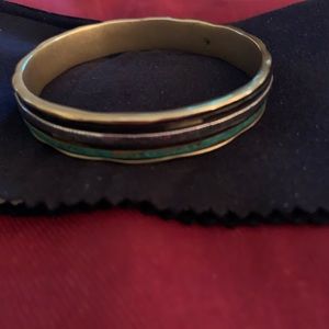 925 sterling silver Patina Brass bangle bracelet